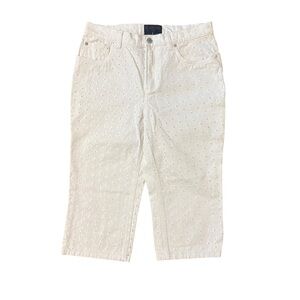Y2K RALPH LAUREN WHITE EYELET CAPRI JEANS WOMEN Size 10